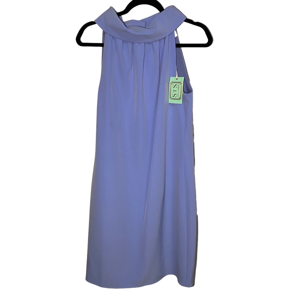 SAIL to SABLE Women’s Small High Funnel Neck Sleeveless Shift Hydra Dress Blue